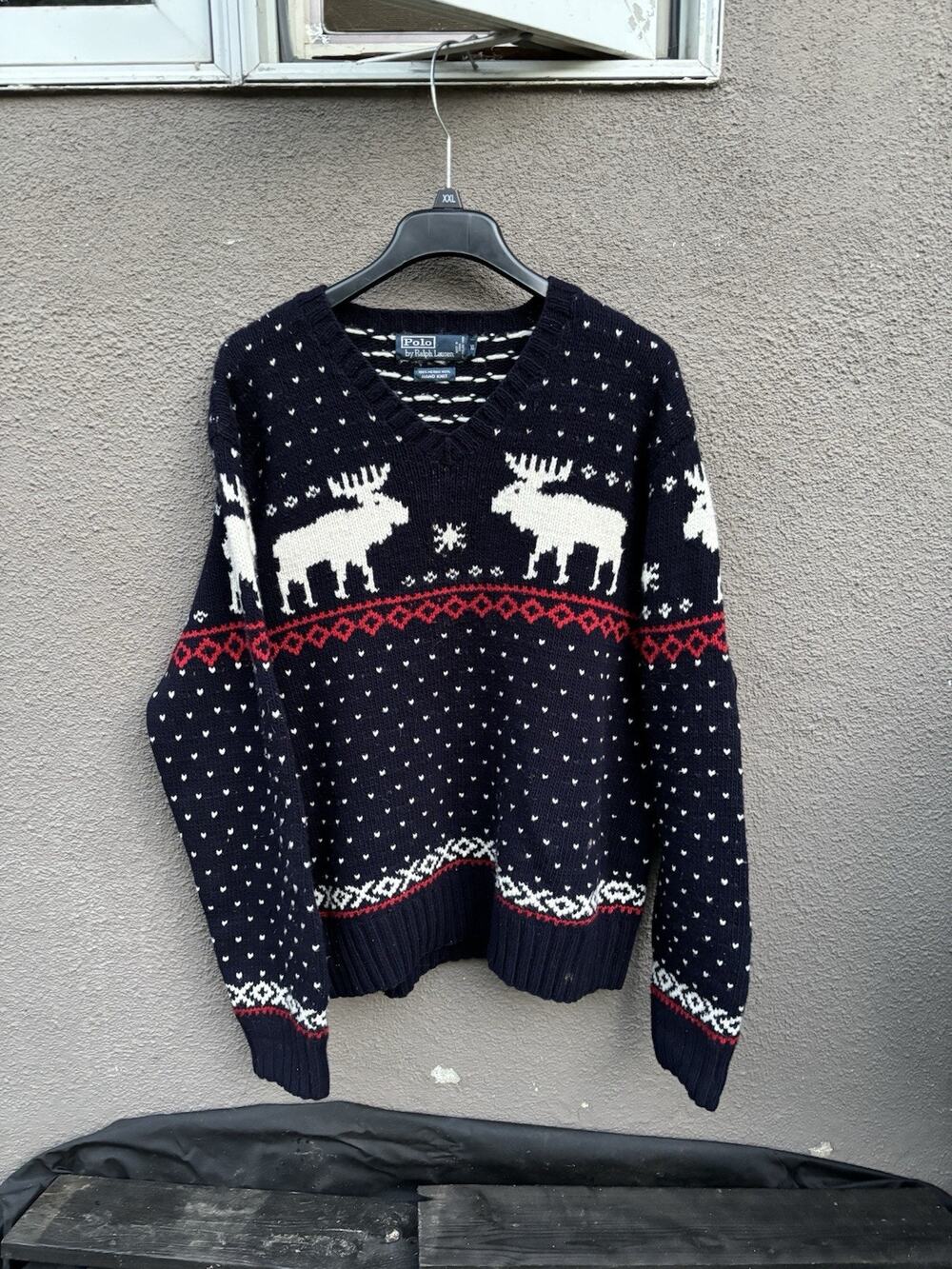 Vintage Polo Ralph Lauren Hand Kint Wool Sweater Size XL Blue